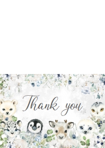 575 Greenery Arctic Animals Baby Shower Thank you Card: 575 Greenery Arctic Animals Baby Shower Invitation Set