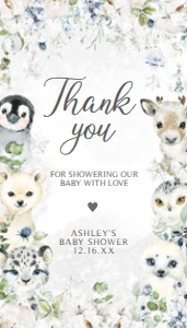 575 Greenery Arctic Animals Baby Shower Favor Tag: 575 Greenery Arctic Animals Baby Shower Favor Tag