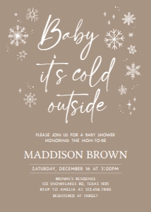 579 Brown White Baby it's Cold Outside Baby Shower Invitation: 579 Brown White Baby it's Cold Outside Baby Shower Invitation