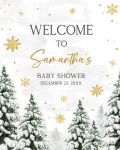 580 Pine Trees Baby its Cold Outside Baby Shower Welcome Sign 16x20: 580 Pine Trees Baby its Cold Outside Baby Shower Welcome Sign