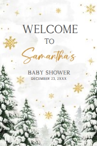580 Pine Trees Baby its Cold Outside Baby Shower Welcome Sign 24x36: 580 Pine Trees Baby its Cold Outside Baby Shower Welcome Sign