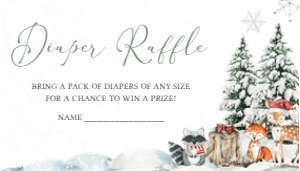 582 Silver Winter Wonderland Baby Shower Diaper Raffle: 582 Silver Winter Wonderland Baby Shower Invitation Set