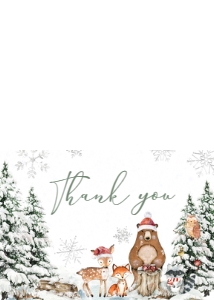 582 Silver Winter Wonderland Baby Shower Thank You Card: 582 Silver Winter Wonderland Baby Shower Invitation Set
