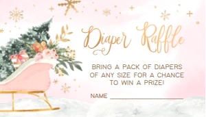 583 Pink Baby It's Cold Outside Sleigh Baby Shower Diaper Raffle: 583 Pink Baby It's Cold Outside Sleigh Baby Shower Invitation Set