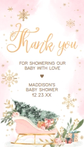 583 Pink Baby It's Cold Outside Sleigh Baby Shower Favor Tag design preview