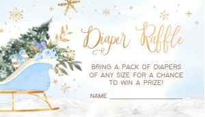 585 Blue Baby It's Cold Outside Sleigh Baby Shower Diaper Raffle: 585 Blue Baby It's Cold Outside Sleigh Baby Shower Invitation Set