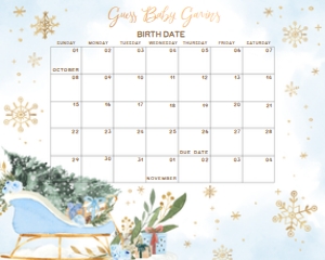 585 Blue Baby It's Cold Outside Sleigh Baby Shower Calendar 10x8: 585 Blue Baby It's Cold Outside Sleigh Baby Shower Calendar