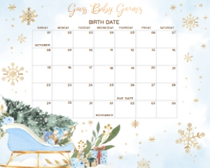 585 Blue Baby It's Cold Outside Sleigh Baby Shower Calendar 20x16: 585 Blue Baby It's Cold Outside Sleigh Baby Shower Calendar