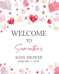 587 Valentine Baby Shower Welcome Sign 16x20: 587 Valentine Baby Shower Welcome Sign