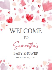 587 Valentine Baby Shower Welcome Sign 18X24: 587 Valentine Baby Shower Welcome Sign