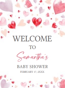587 Valentine Baby Shower Welcome Sign 11x15: 587 Valentine Baby Shower Welcome Sign