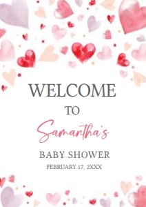 587 Valentine Baby Shower Welcome Sign A4: 587 Valentine Baby Shower Welcome Sign