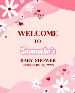 590 Groovy Valentine Baby Shower Welcome Sign 16x20: 590 Groovy Valentine Baby Shower Welcome Sign