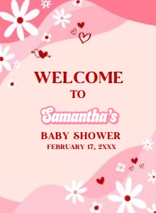 590 Groovy Valentine Baby Shower Welcome Sign 11x15: 590 Groovy Valentine Baby Shower Welcome Sign