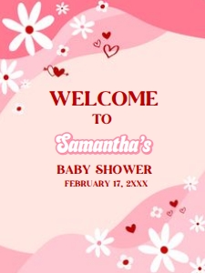 590 Groovy Valentine Baby Shower Welcome Sign 18x24: 590 Groovy Valentine Baby Shower Welcome Sign
