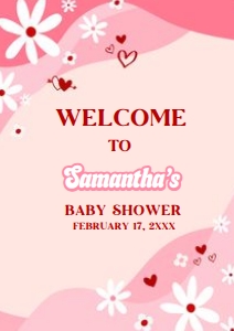 590 Groovy Valentine Baby Shower Welcome Sign A3: 590 Groovy Valentine Baby Shower Welcome Sign