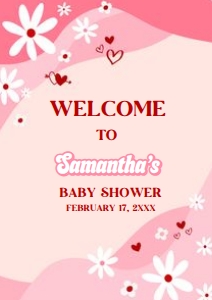 590 Groovy Valentine Baby Shower Welcome Sign A2: 590 Groovy Valentine Baby Shower Welcome Sign