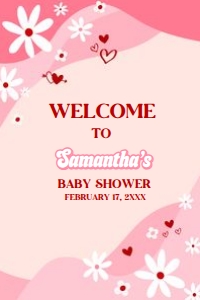 590 Groovy Valentine Baby Shower Welcome Sign 24x36: 590 Groovy Valentine Baby Shower Welcome Sign