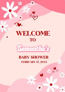 590 Groovy Valentine Baby Shower Welcome Sign A1: 590 Groovy Valentine Baby Shower Welcome Sign