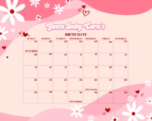 590 Groovy Valentine Baby Shower Calendar 20x16: 590 Groovy Valentine Baby Shower Calendar