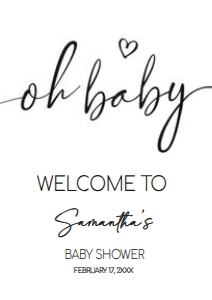 594 White Minimalist Heart Baby Shower Welcome Sign A4: 594 White Minimalist Heart Baby Shower Welcome Sign