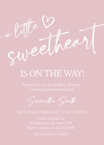 596 Valentine Minimalist Heart Baby Shower Invitation: 596 Valentine Minimalist Heart Baby Shower Invitation Set