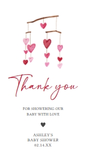595 Hanging Hearts Valentine Baby Shower Favor Tag: 595 Hanging Hearts Valentine Baby Shower Favor Tag