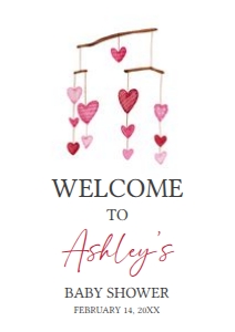 595 Hanging Hearts Valentine Baby Shower Welcome Sign A1: 595 Hanging Hearts Valentine Baby Shower Welcome Sign