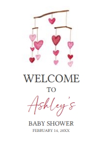 595 Hanging Hearts Valentine Baby Shower Welcome Sign A2: 595 Hanging Hearts Valentine Baby Shower Welcome Sign
