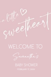 596 Valentine Minimalist Heart Baby Shower Welcome Sign 24x36: 596 Valentine Minimalist Heart Baby Shower Welcome Sign