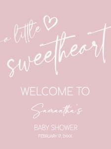 596 Valentine Minimalist Heart Baby Shower Welcome Sign 18x24: 596 Valentine Minimalist Heart Baby Shower Welcome Sign