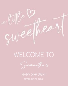 596 Valentine Minimalist Heart Baby Shower Welcome Sign 16x20: 596 Valentine Minimalist Heart Baby Shower Welcome Sign