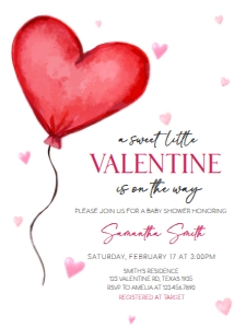 597 Heart Balloon Baby Shower Invitation: 597 Heart Balloon Baby Shower Invitation