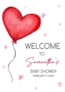 597 Heart Balloon Baby Shower Welcome Sign A3: 597 Heart Balloon Baby Shower Welcome Sign