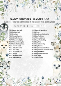 575 Greenery Arctic Animals Baby Shower Games Bundle 2: 575 Greenery Arctic Animals Baby Shower Games