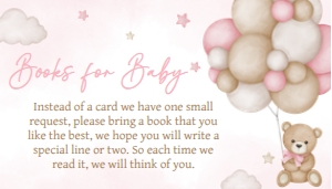 598 Pink Bear Balloon Baby Shower Books for Baby: 598 Pink Bear Balloon Baby Shower Invitation Set