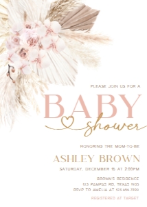 600 Pink Floral Boho Baby Shower Invitation: 600 Pink Floral Boho Baby Shower Invitation