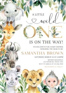 601 Greenery Wild One Safari Baby Shower Invitation: 601 Greenery Wild One Safari Baby Shower Invitation Set