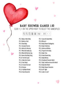 597 Heart Balloon Baby Shower Games Bundle 2: 597 Heart Balloon Baby Shower Games