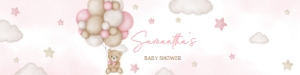 598 Pink Bear Balloon Baby Shower Bottle Label design preview