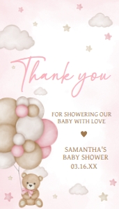 598 Pink Bear Balloon Baby Shower Favor Tag: 598 Pink Bear Balloon Baby Shower Favor Tag