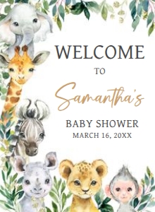 601 Greenery Wild One Safari Baby Shower Welcome Sign 11x15: 601 Greenery Wild One Safari Baby Shower Welcome Sign