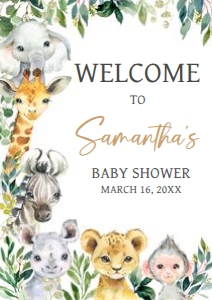 601 Greenery Wild One Safari Baby Shower Welcome Sign A1: 601 Greenery Wild One Safari Baby Shower Welcome Sign