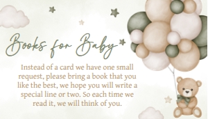 603 Green Bear Balloon Baby Shower Books for Baby: 603 Green Bear Balloon Baby Shower Invitation Set