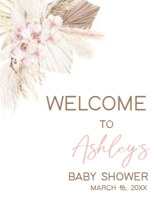 600 Pink Floral Boho Baby Shower Welcome Sign design preview