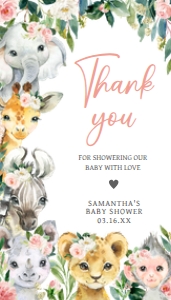 602 Pink Floral Wild One Safari Baby Shower Favor Tag: 602 Pink Floral Wild One Safari Baby Shower Favor Tag