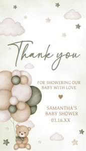 603 Green Bear Balloon Baby Shower Favor Tag: 603 Green Bear Balloon Baby Shower Favor Tag