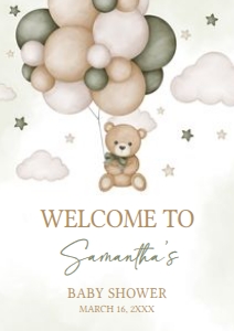 603 Green Bear Balloon Baby Shower Welcome Sign A3: 603 Green Bear Balloon Baby Shower Welcome Sign