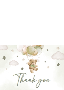 604 Green Balloon Bear Baby Shower Thank You Card: 604 Green Balloon Bear Baby Shower Invitation Set