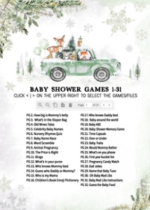 562 Green Winter Woodland Truck Baby Shower Games Bundle 1: 562 Green Winter Woodland Truck Baby Shower Games